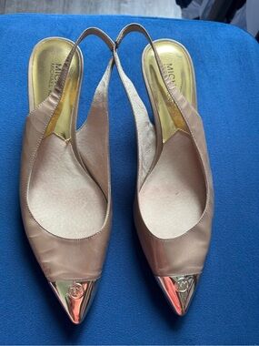 Michael Kors Rose Gold Slingback Pointed-Toe Flats